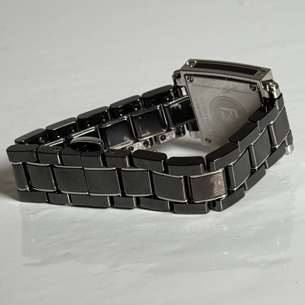 Fendi Orologi 6200L Swiss Made Watch Black Stainless Steel Square Face - Picture 9 of 11